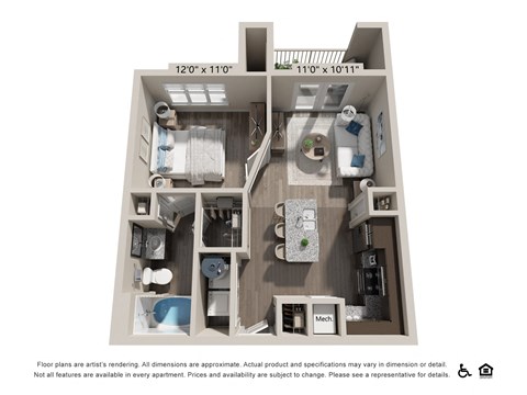 One bedroom floorplan